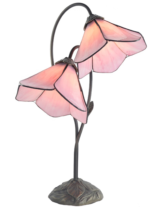 Tiffany Double Pink Petal Flower Lamp - Click Image to Close